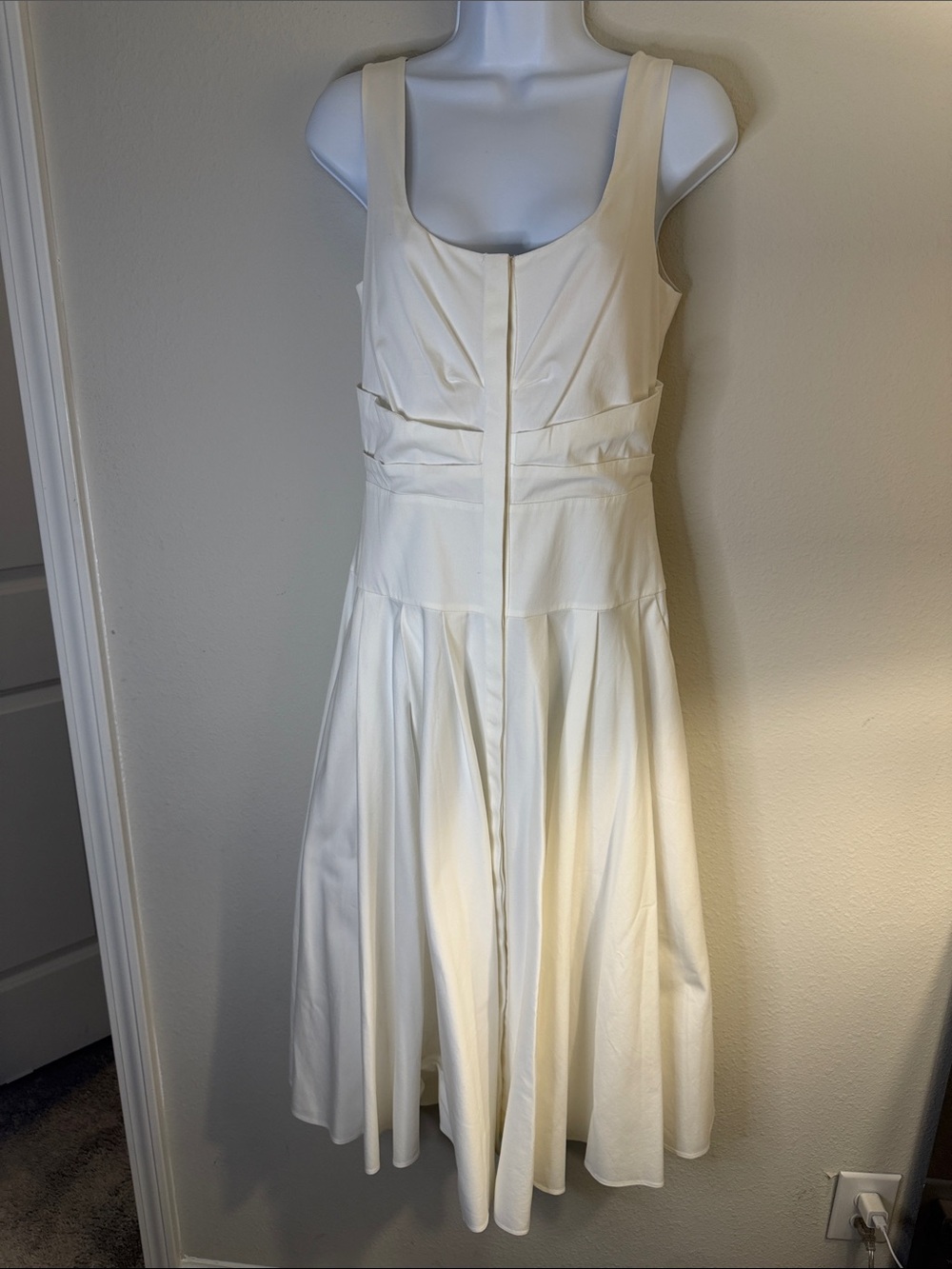 Kobi Halperin Ivory Sleeveless Fit-and-Flare Midi Dress